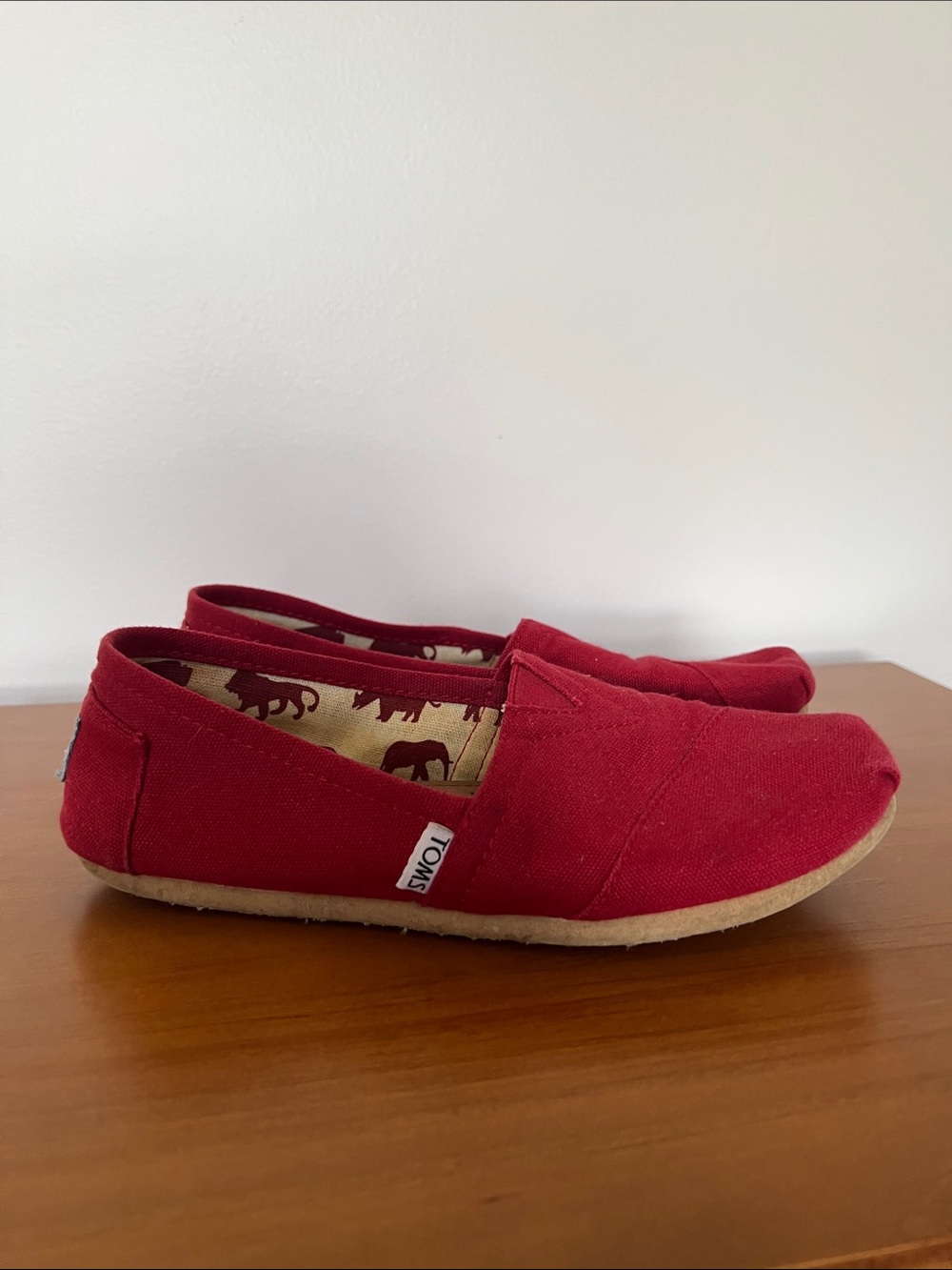 Toms Red Canvas Slip-On Moccasins